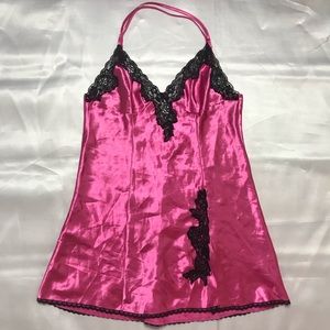 Vintage Pink Satin Lacey Slip
